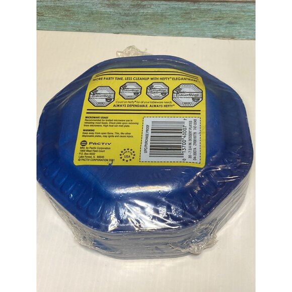 30 HEFTY Elegant Ware Blue Extra Thick Dessert Plates New Sealed NOS - Picture 3 of 4